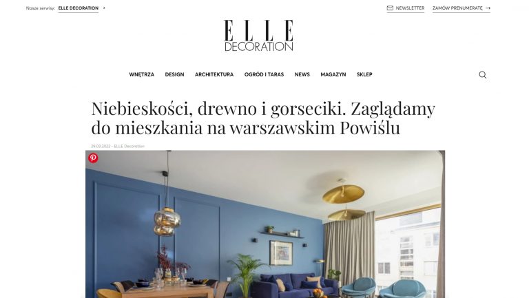 Publikacja projektu w Elle Decoration